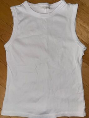 Zara White Ribbed Tank Top